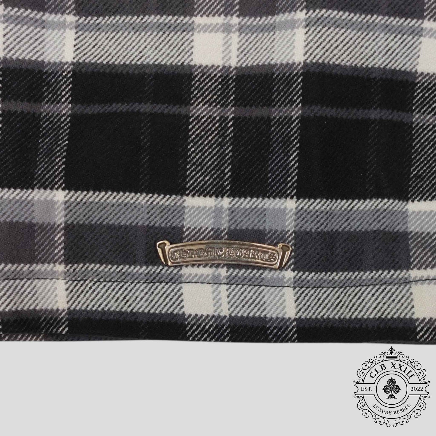 Chrome Hearts Padded Flannel Shirt in Black/White