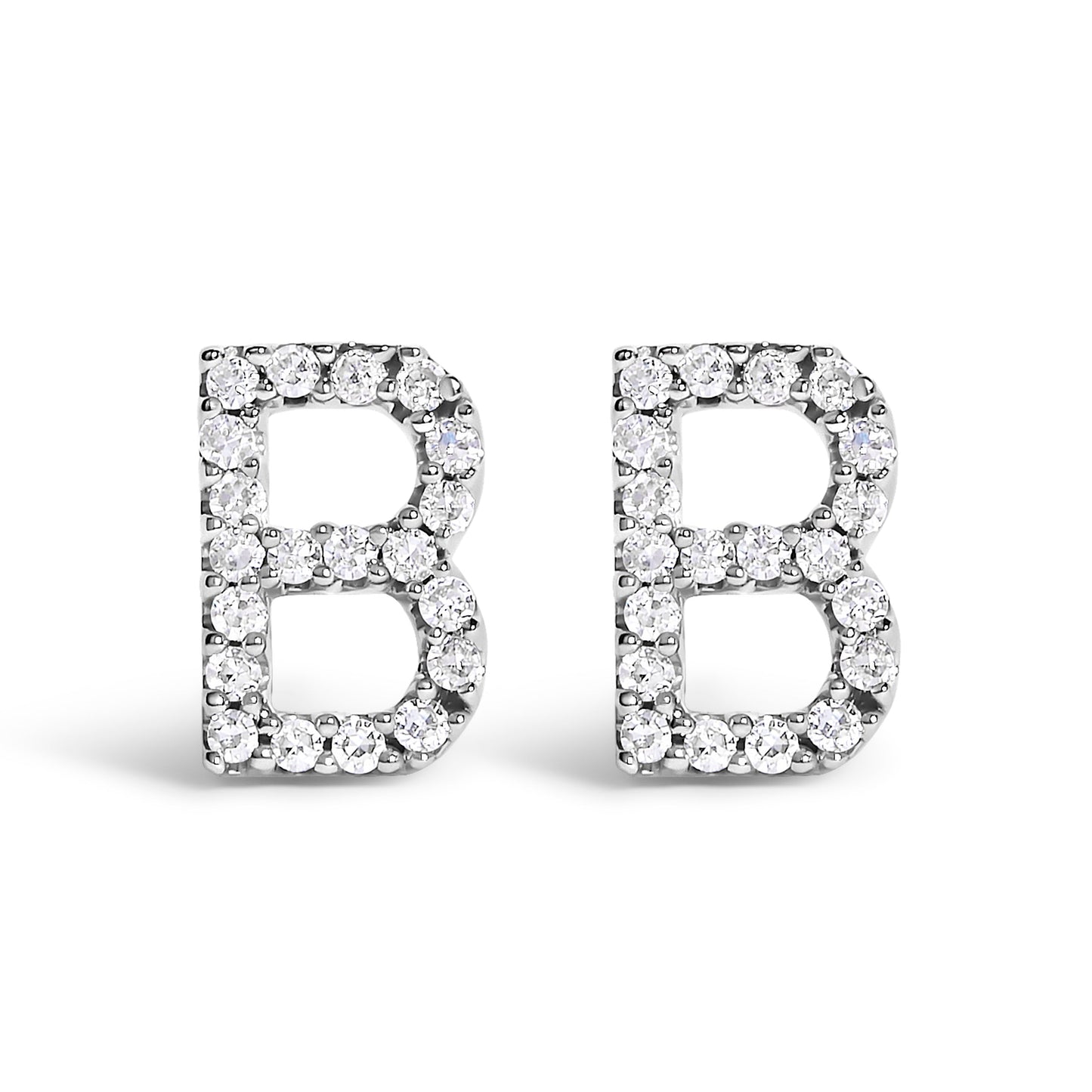10K White Gold 1/10 Cttw Diamond Initial “A†Stud Earring