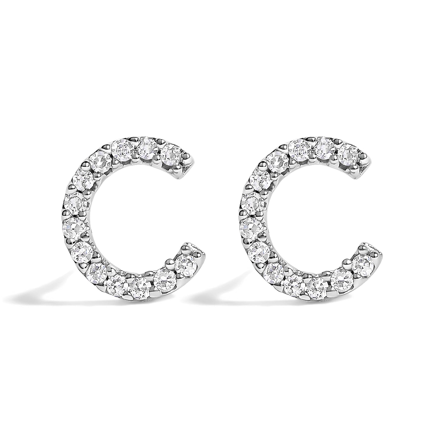 10K White Gold 1/10 Cttw Diamond Initial “A†Stud Earring