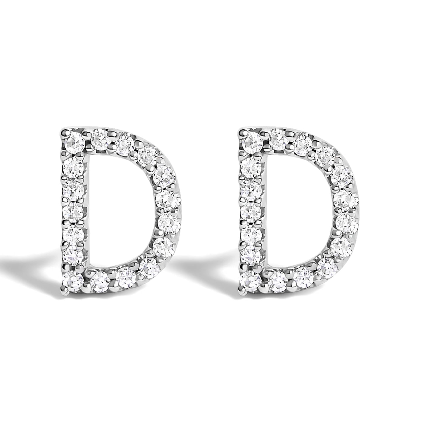 10K White Gold 1/10 Cttw Diamond Initial “A†Stud Earring