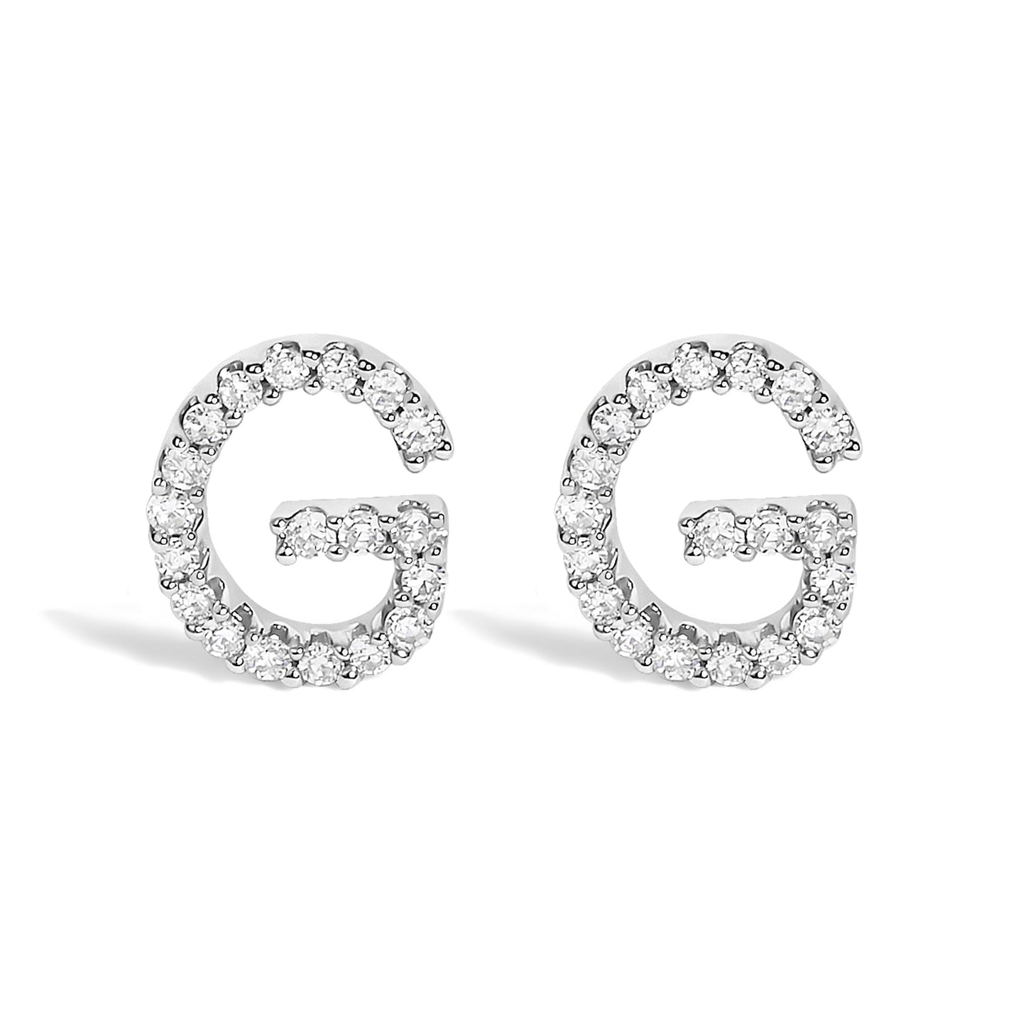 10K White Gold 1/10 Cttw Diamond Initial “A†Stud Earring