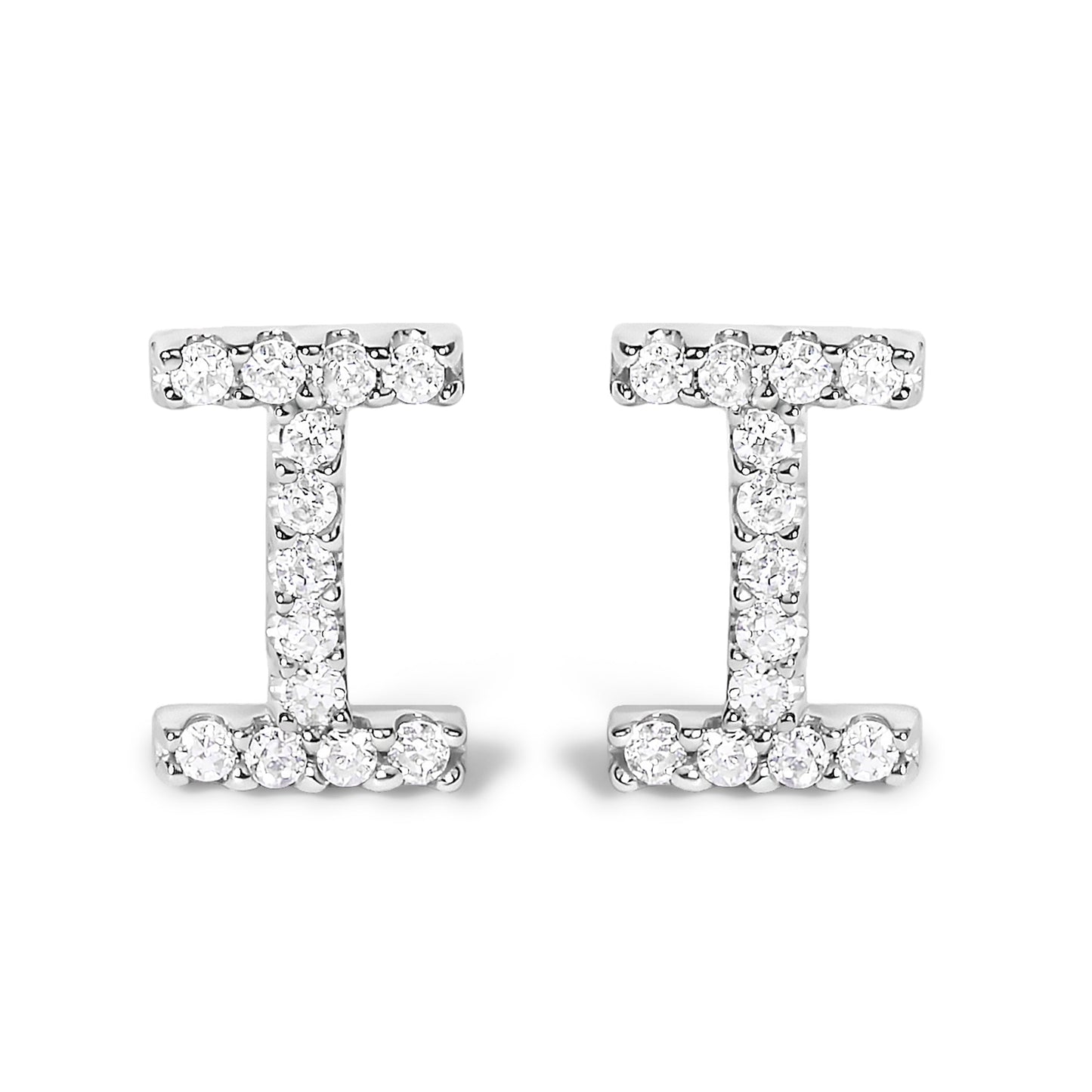 10K White Gold 1/10 Cttw Diamond Initial “A†Stud Earring