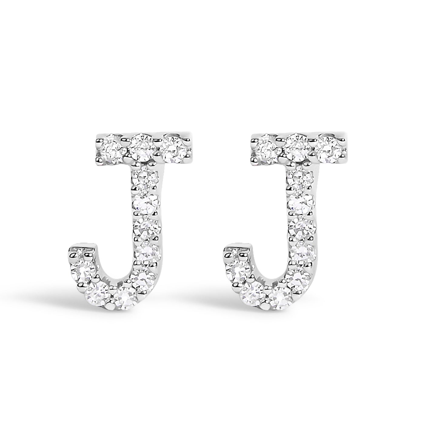 10K White Gold 1/10 Cttw Diamond Initial “A†Stud Earring