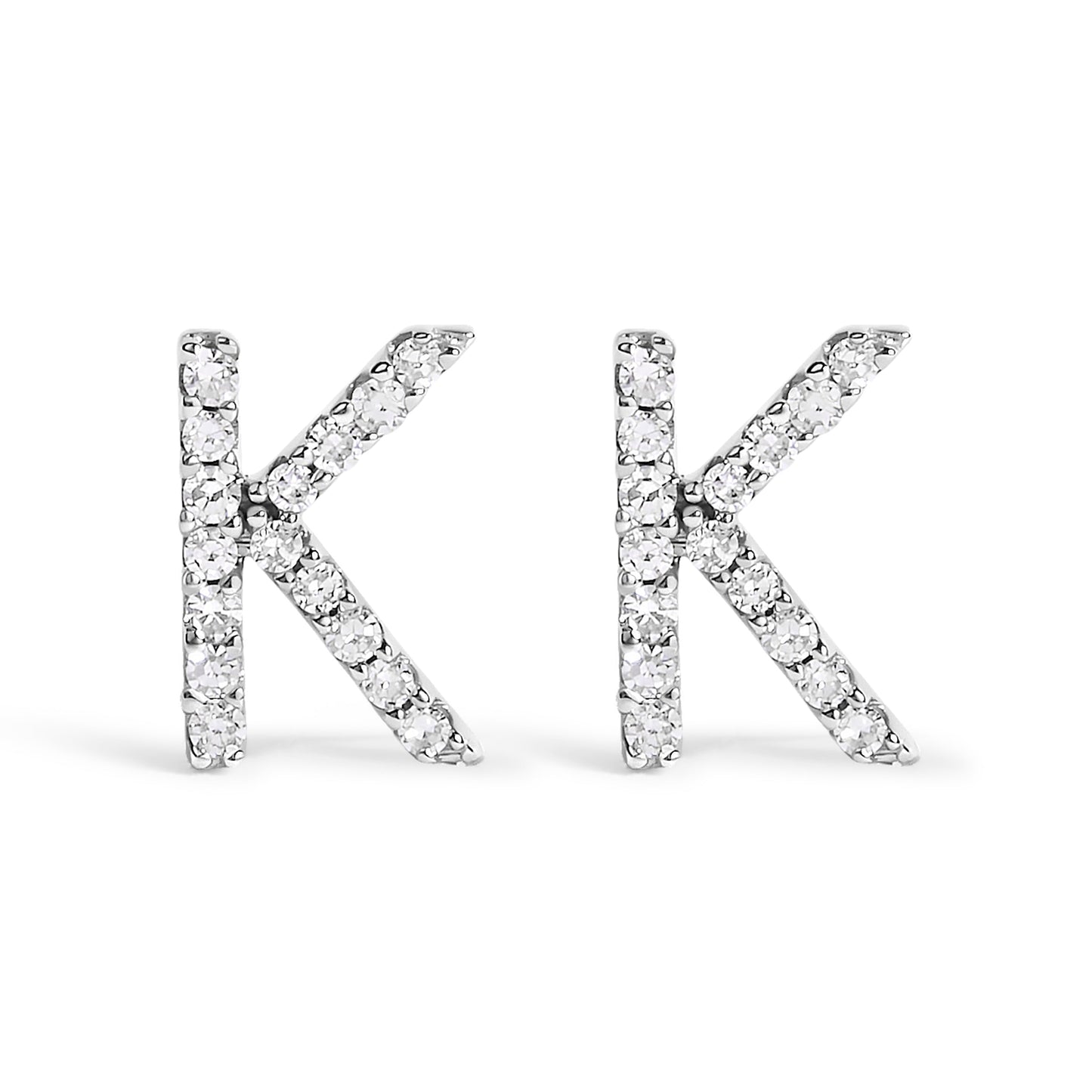 10K White Gold 1/10 Cttw Diamond Initial “A†Stud Earring