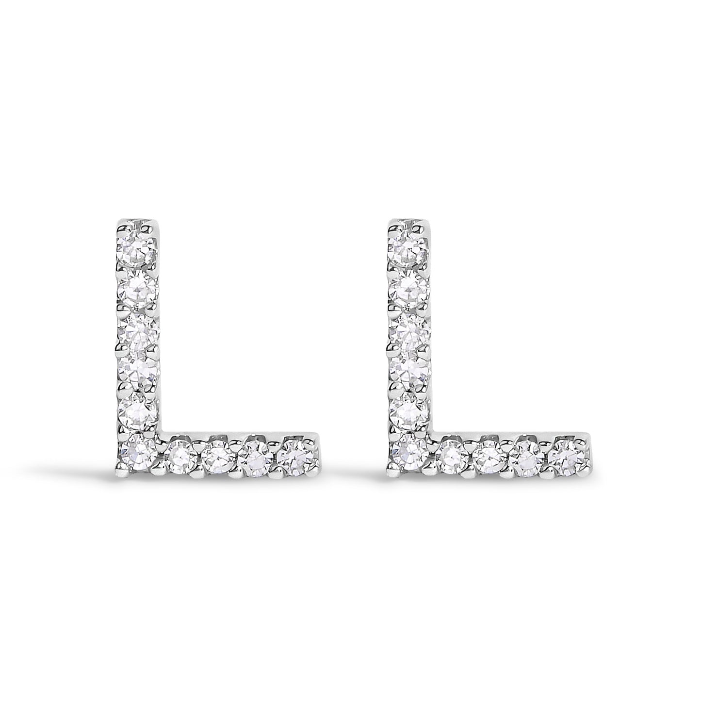 10K White Gold 1/10 Cttw Diamond Initial “A†Stud Earring