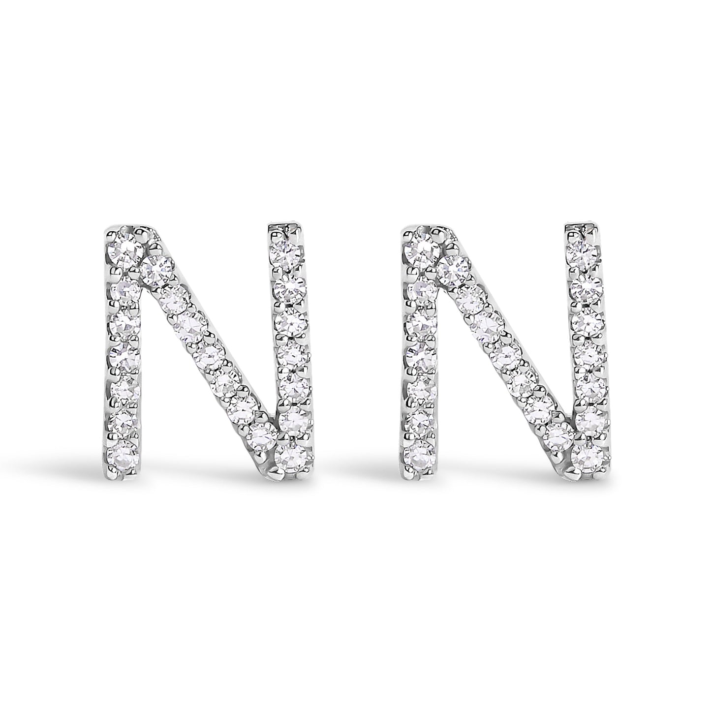 10K White Gold 1/10 Cttw Diamond Initial “A†Stud Earring