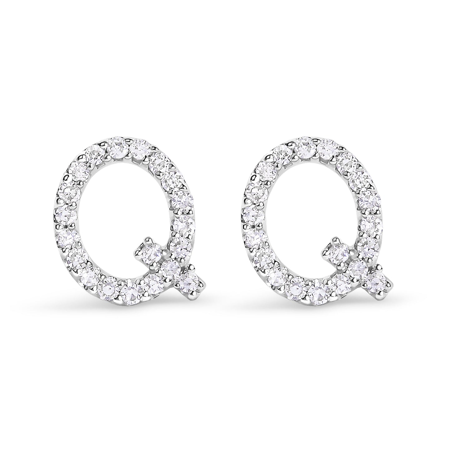 10K White Gold 1/10 Cttw Diamond Initial “A†Stud Earring
