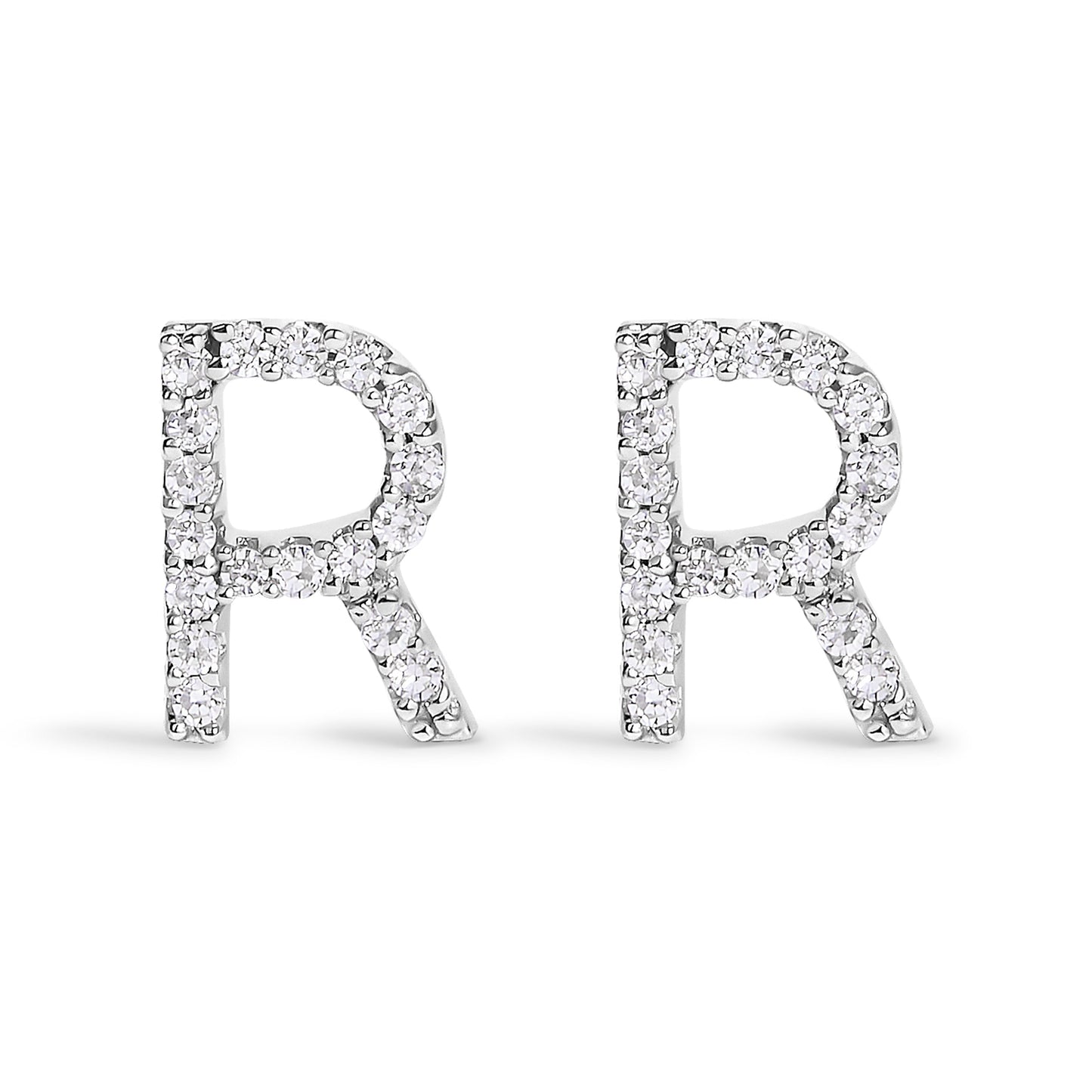 10K White Gold 1/10 Cttw Diamond Initial “A†Stud Earring