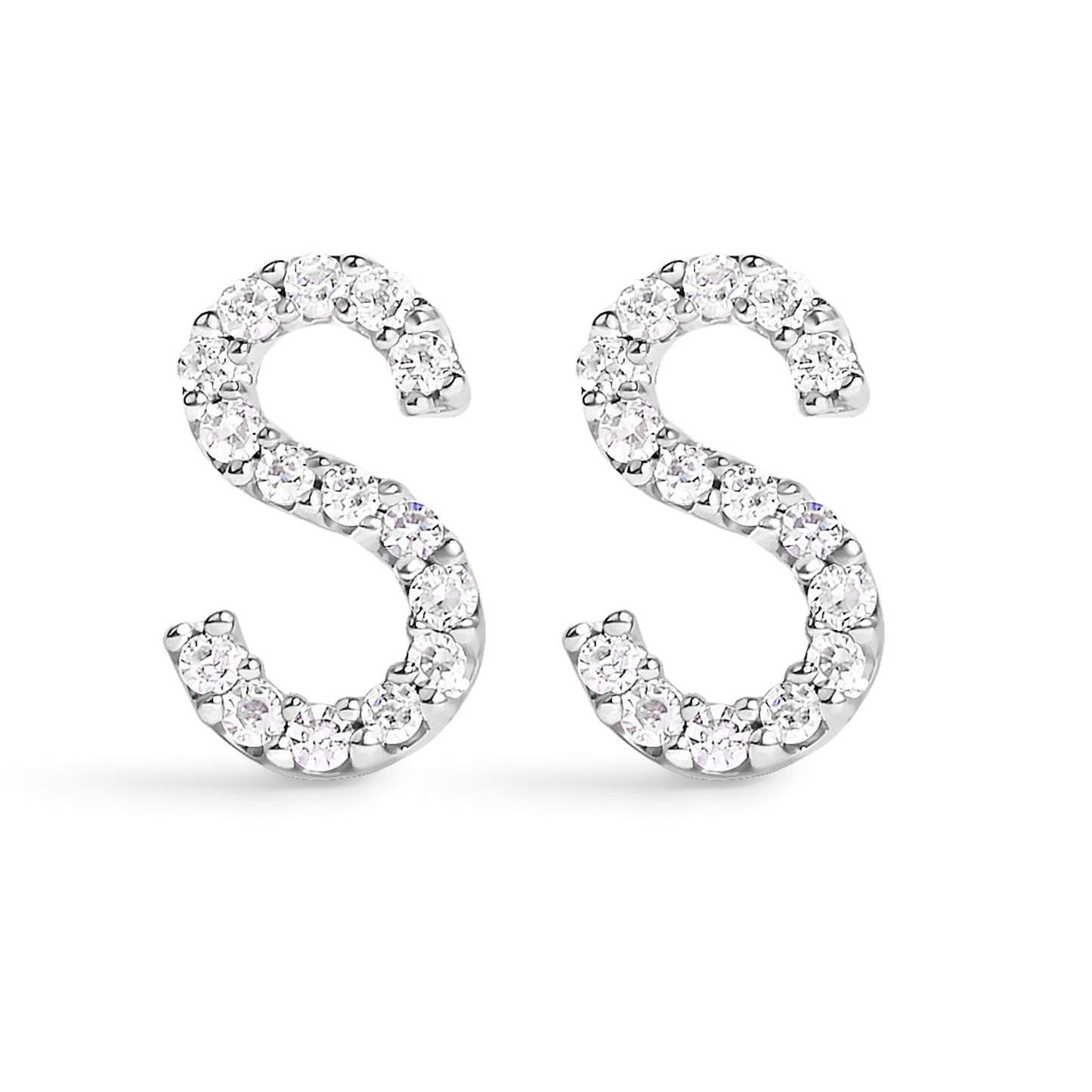 10K White Gold 1/10 Cttw Diamond Initial “A†Stud Earring