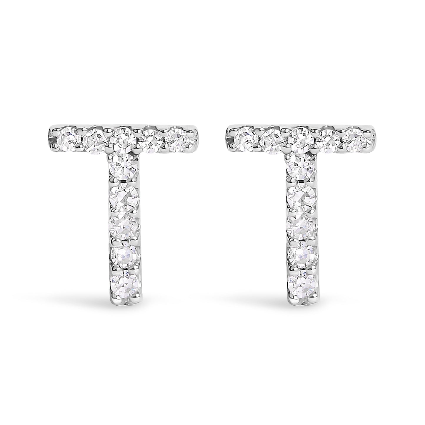 10K White Gold 1/10 Cttw Diamond Initial “A†Stud Earring