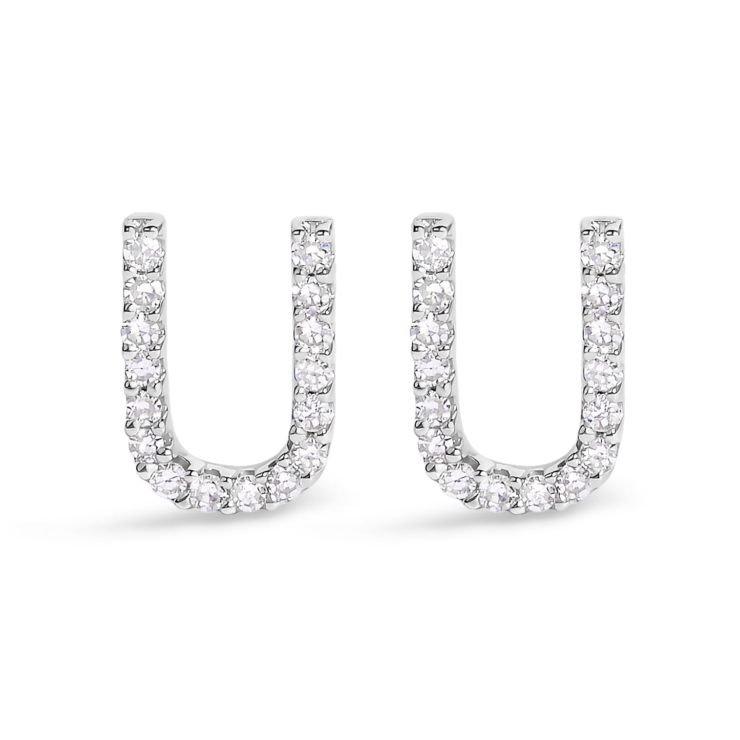 10K White Gold 1/10 Cttw Diamond Initial “A†Stud Earring