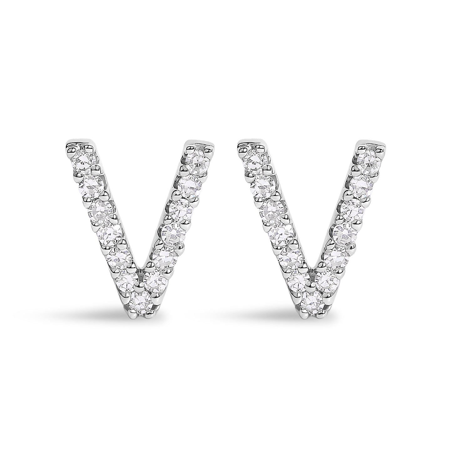 10K White Gold 1/10 Cttw Diamond Initial “A†Stud Earring