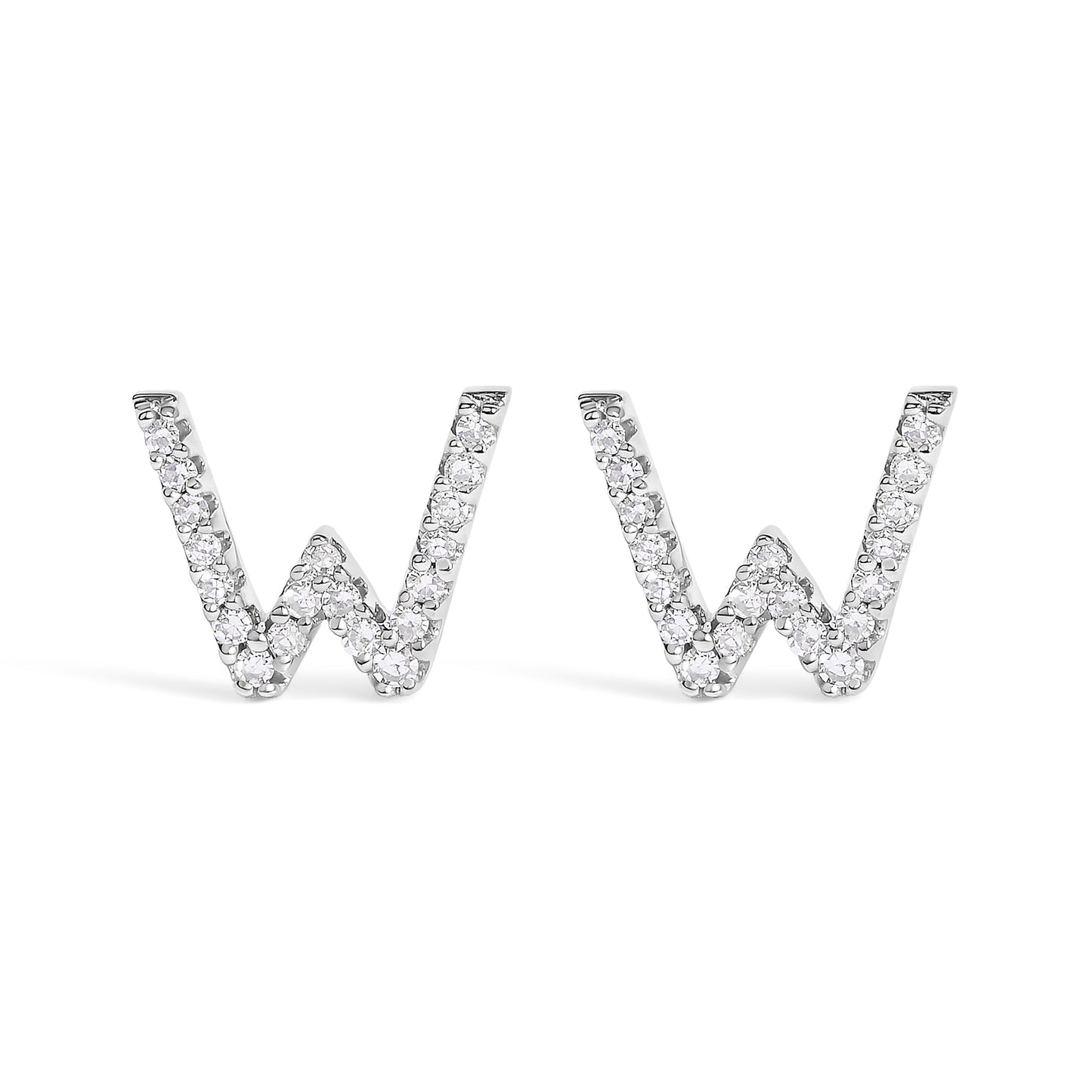 10K White Gold 1/10 Cttw Diamond Initial “A†Stud Earring
