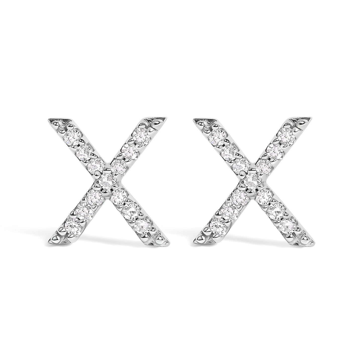 10K White Gold 1/10 Cttw Diamond Initial “A†Stud Earring