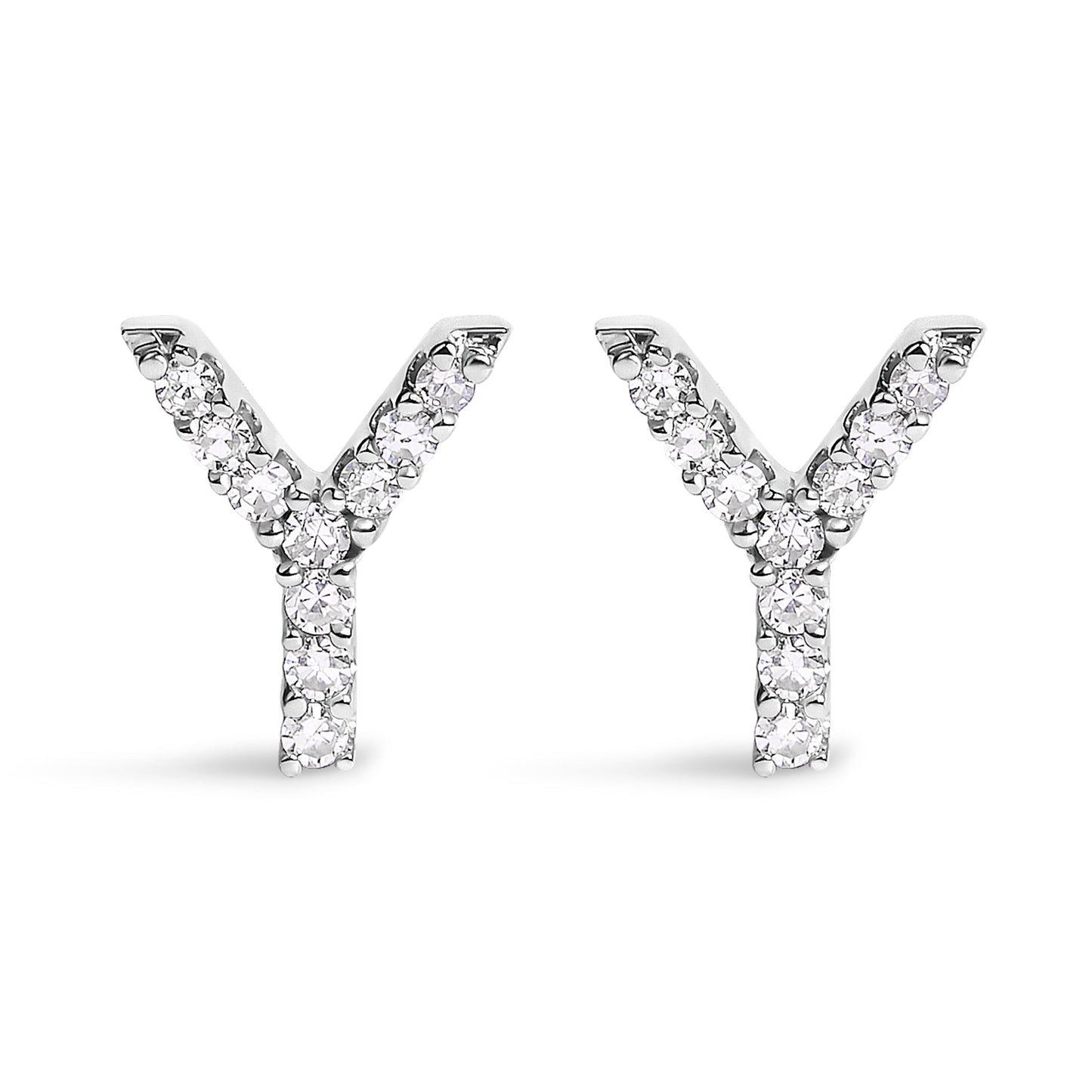 10K White Gold 1/10 Cttw Diamond Initial “A†Stud Earring