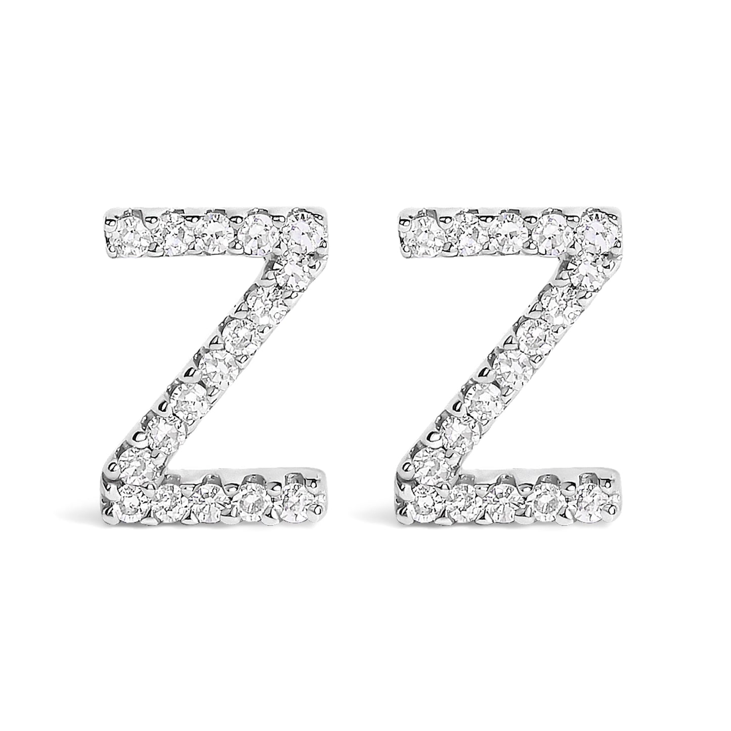 10K White Gold 1/10 Cttw Diamond Initial “A†Stud Earring