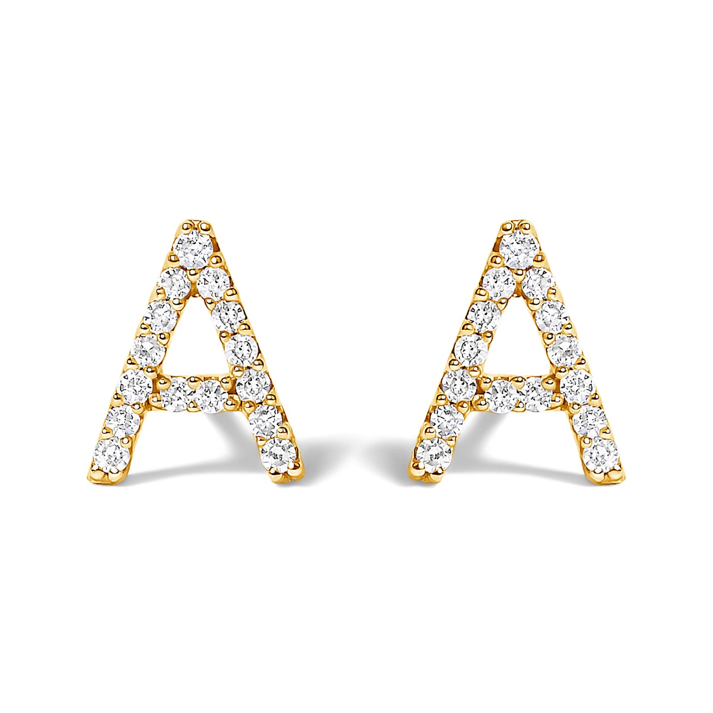 10K White Gold 1/10 Cttw Diamond Initial “A†Stud Earring