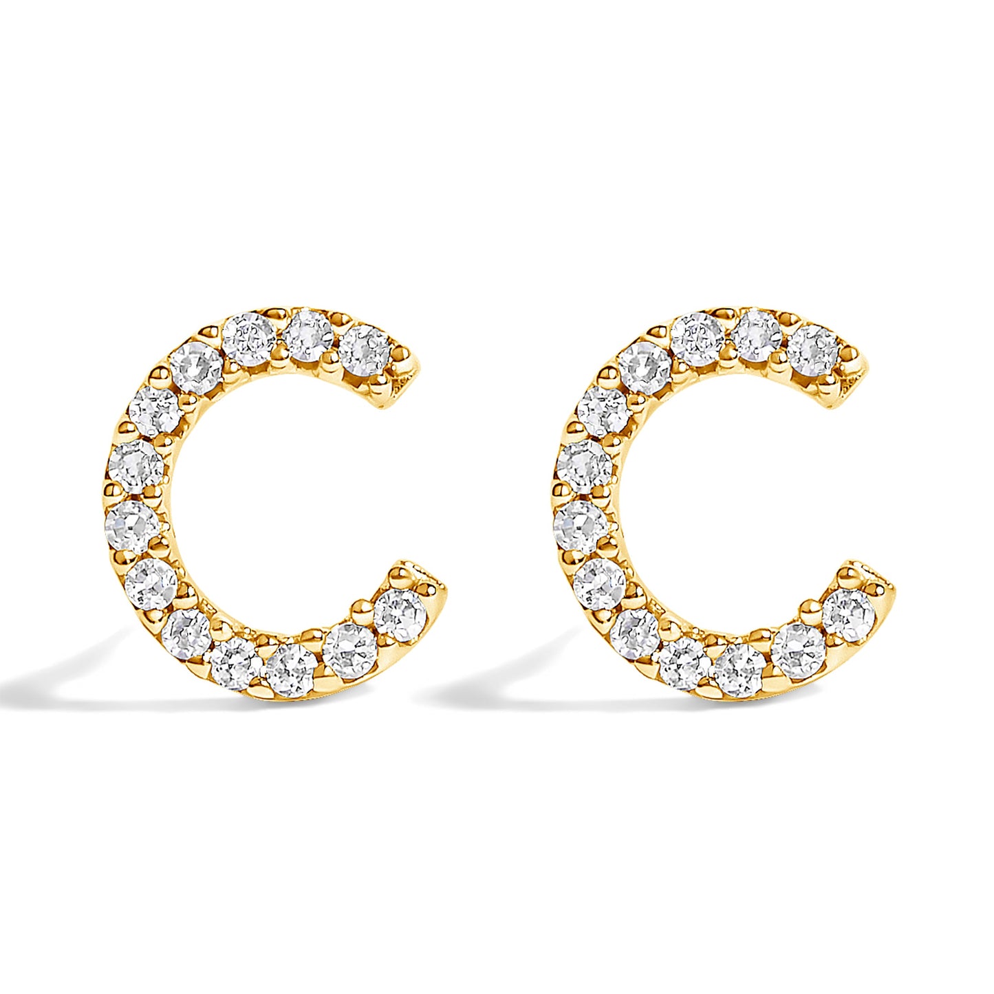 10K White Gold 1/10 Cttw Diamond Initial “A†Stud Earring