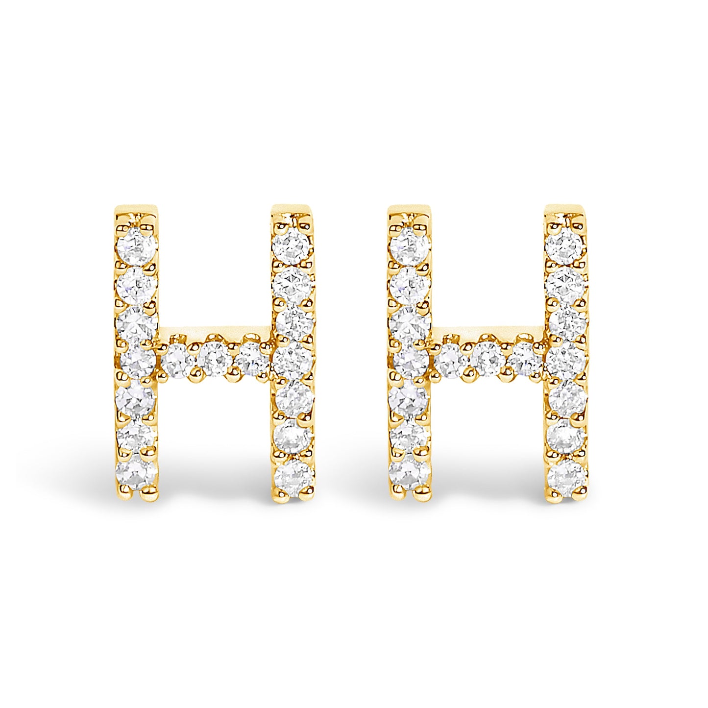 10K White Gold 1/10 Cttw Diamond Initial “A†Stud Earring