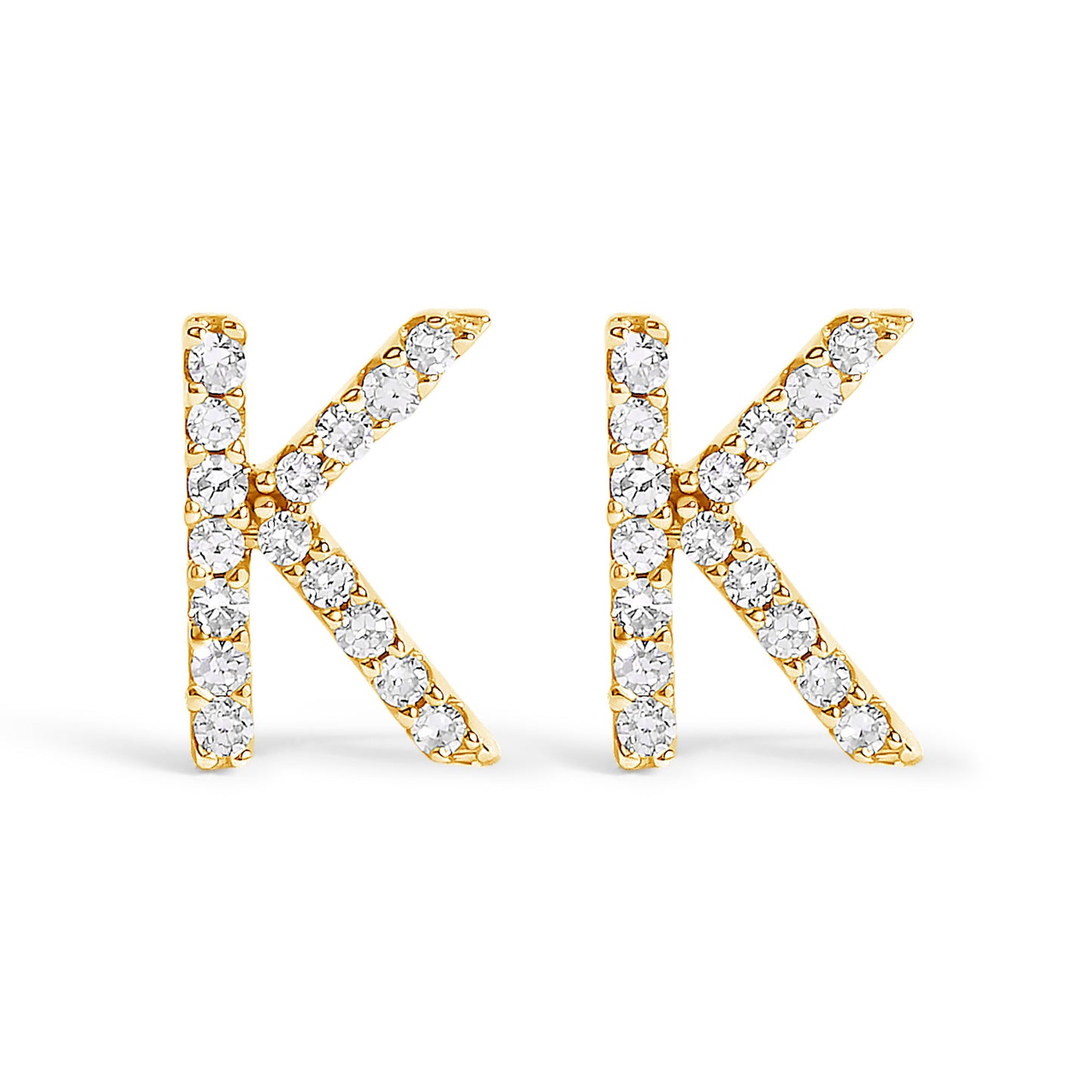 10K White Gold 1/10 Cttw Diamond Initial “A†Stud Earring