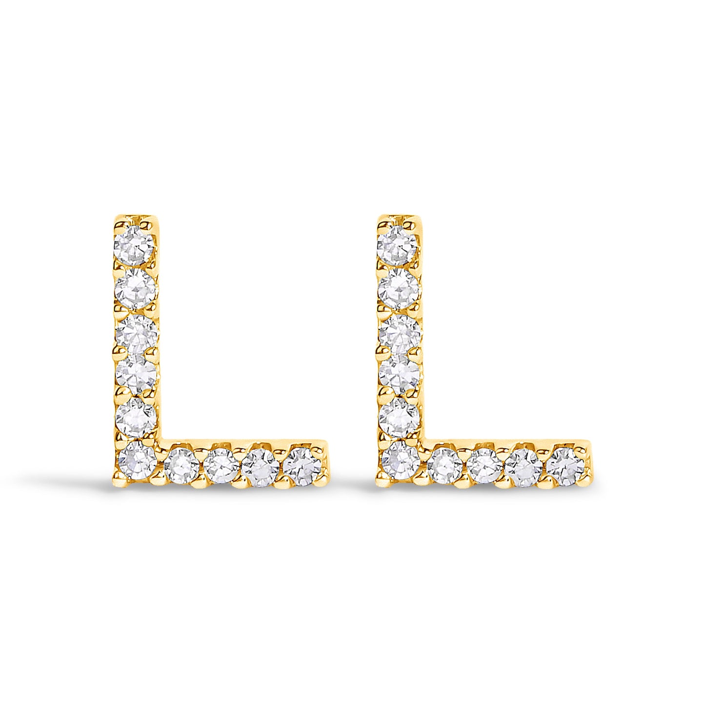 10K White Gold 1/10 Cttw Diamond Initial “A†Stud Earring