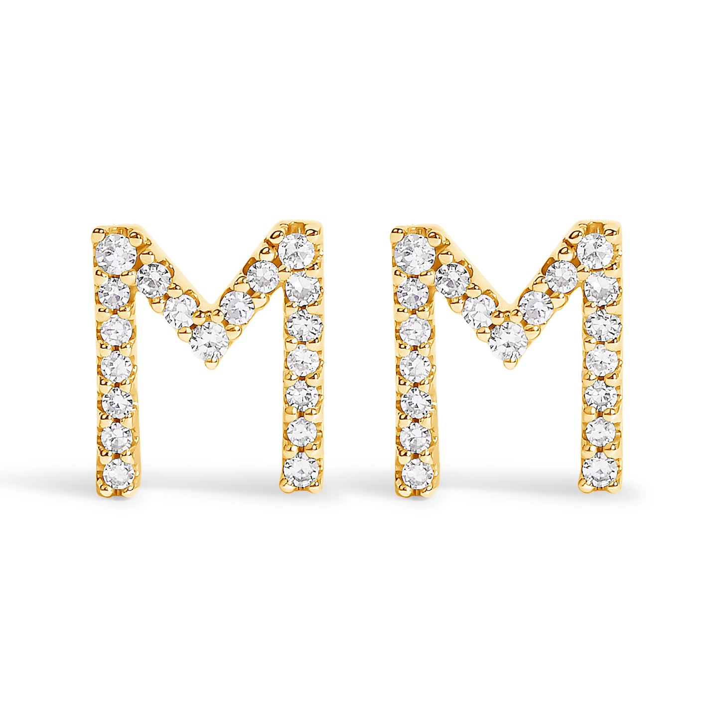 10K White Gold 1/10 Cttw Diamond Initial “A†Stud Earring