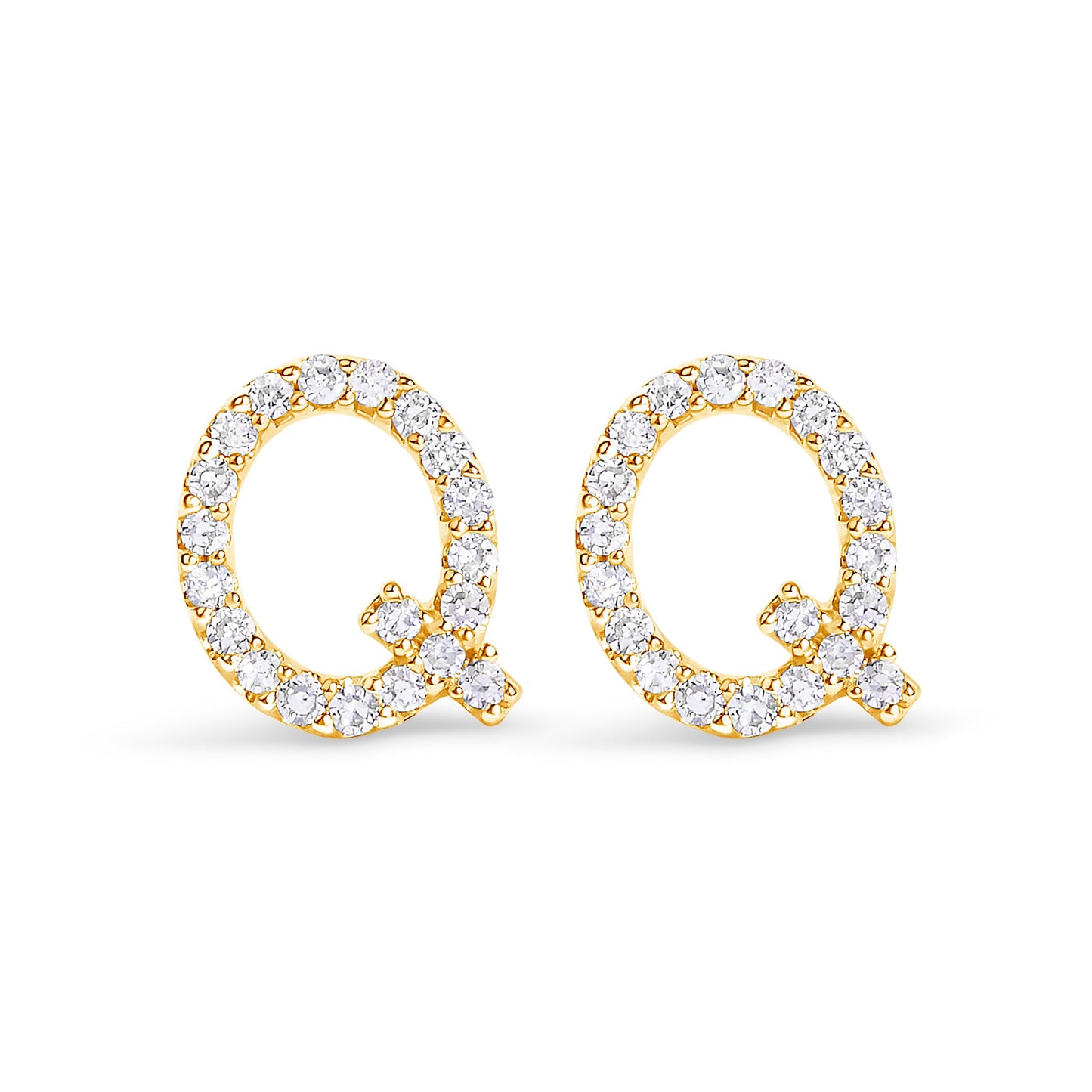 10K White Gold 1/10 Cttw Diamond Initial “A†Stud Earring