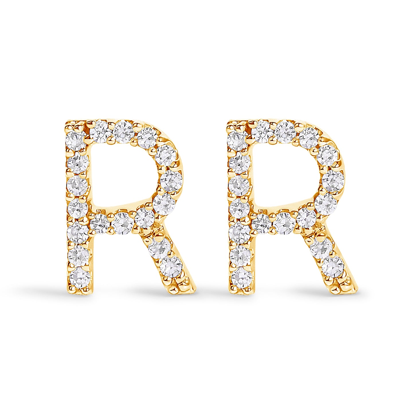 10K White Gold 1/10 Cttw Diamond Initial “A†Stud Earring