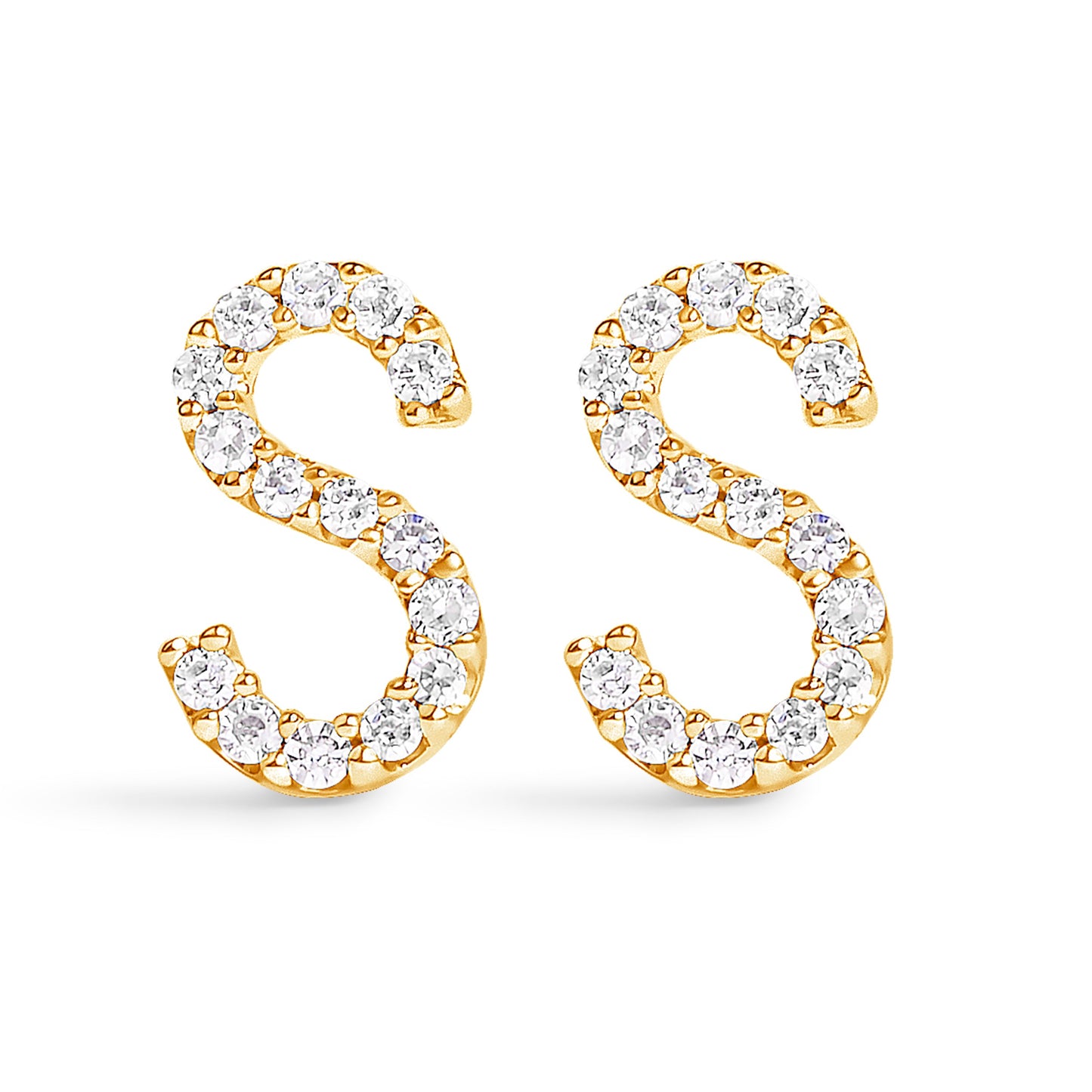 10K White Gold 1/10 Cttw Diamond Initial “A†Stud Earring