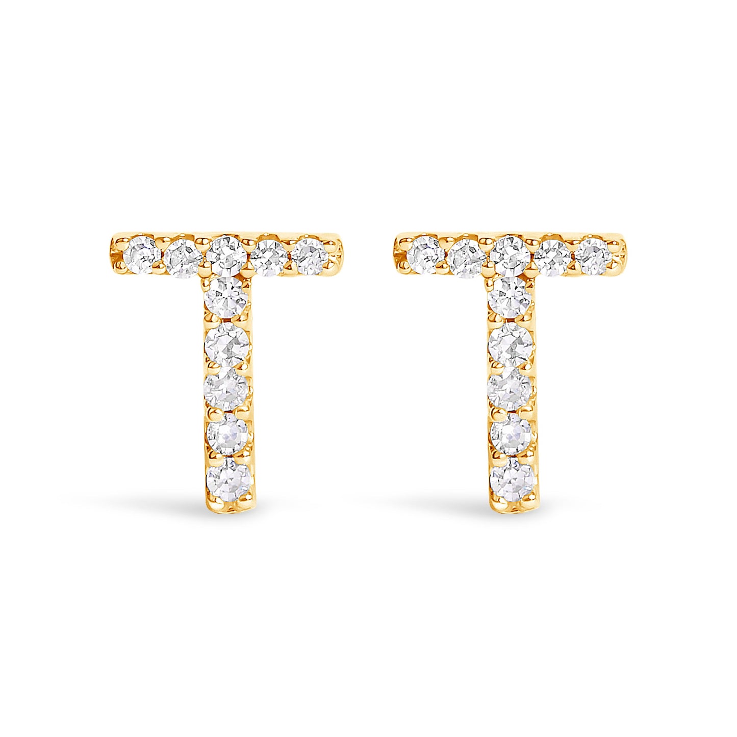 10K White Gold 1/10 Cttw Diamond Initial “A†Stud Earring
