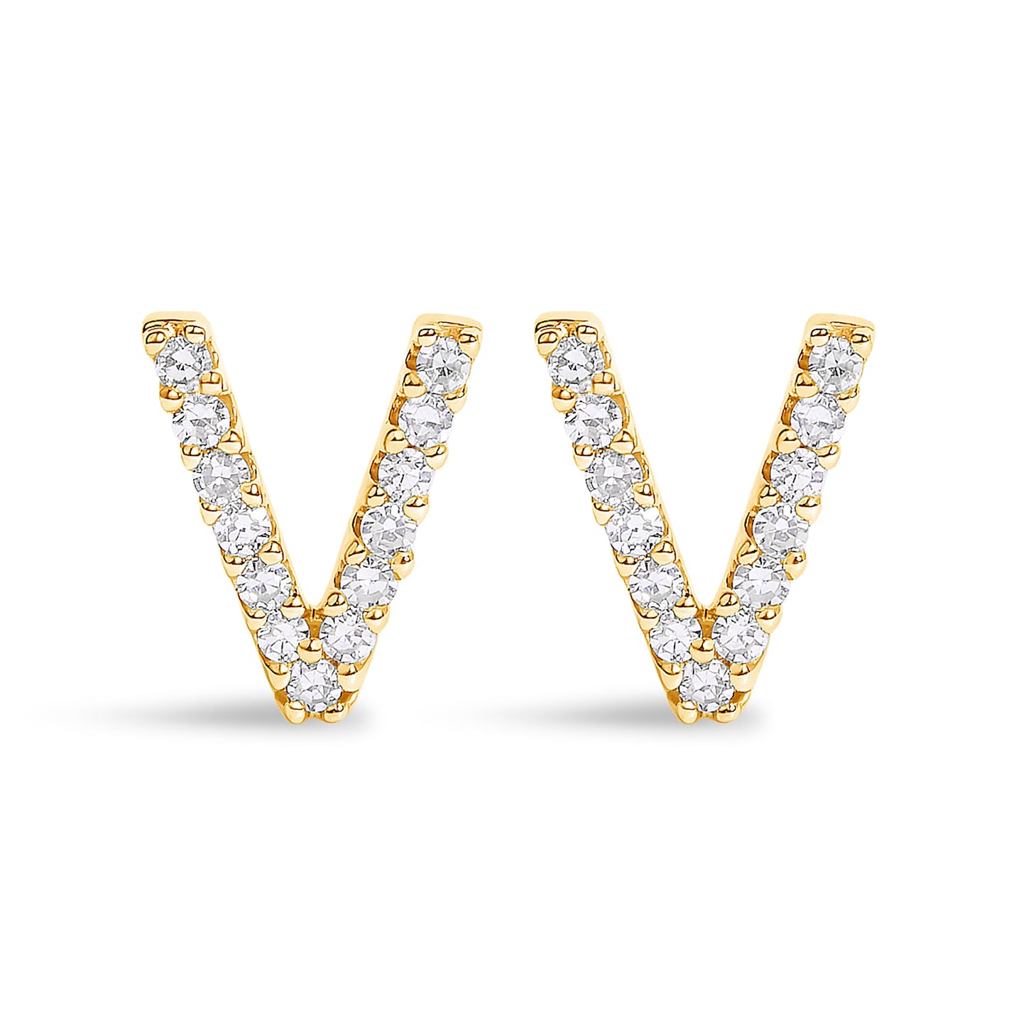 10K White Gold 1/10 Cttw Diamond Initial “A†Stud Earring