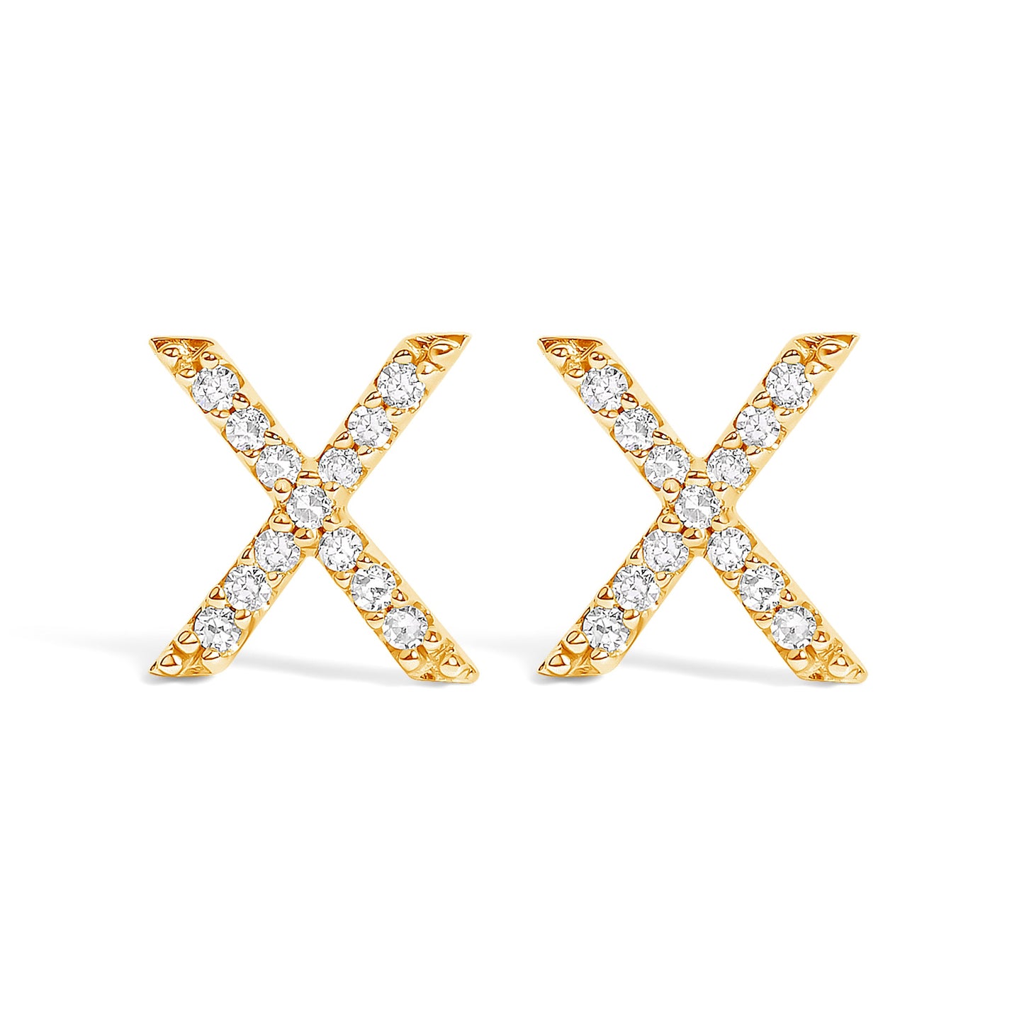 10K White Gold 1/10 Cttw Diamond Initial “A†Stud Earring