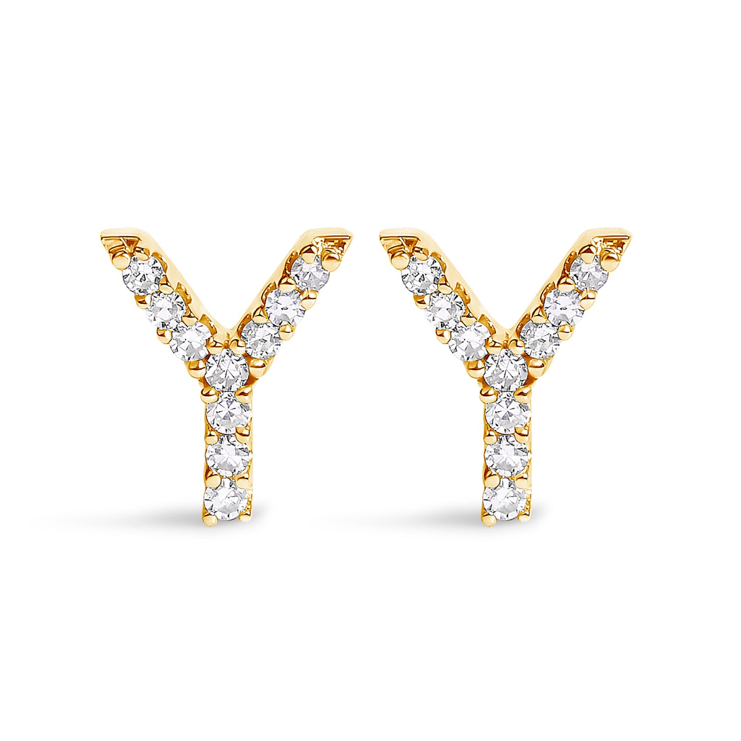 10K White Gold 1/10 Cttw Diamond Initial “A†Stud Earring