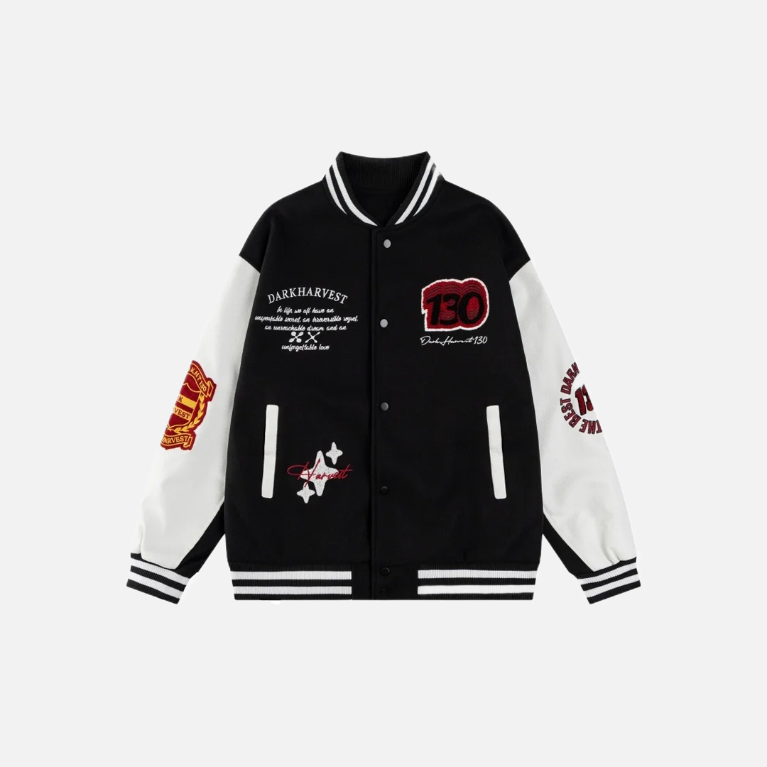 Casual Badge Single Breasted Embroidery Varsity Jacket - Luxuryurbanwear