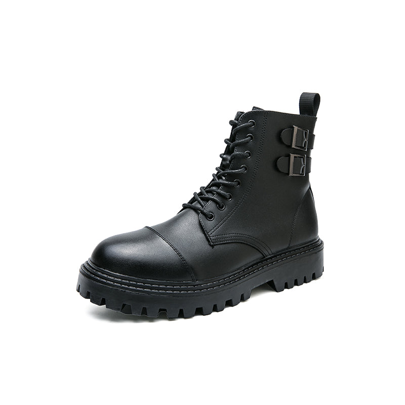 MLB LTHR-12 Square-Toe Combat Boots - Luxuryurbanwear