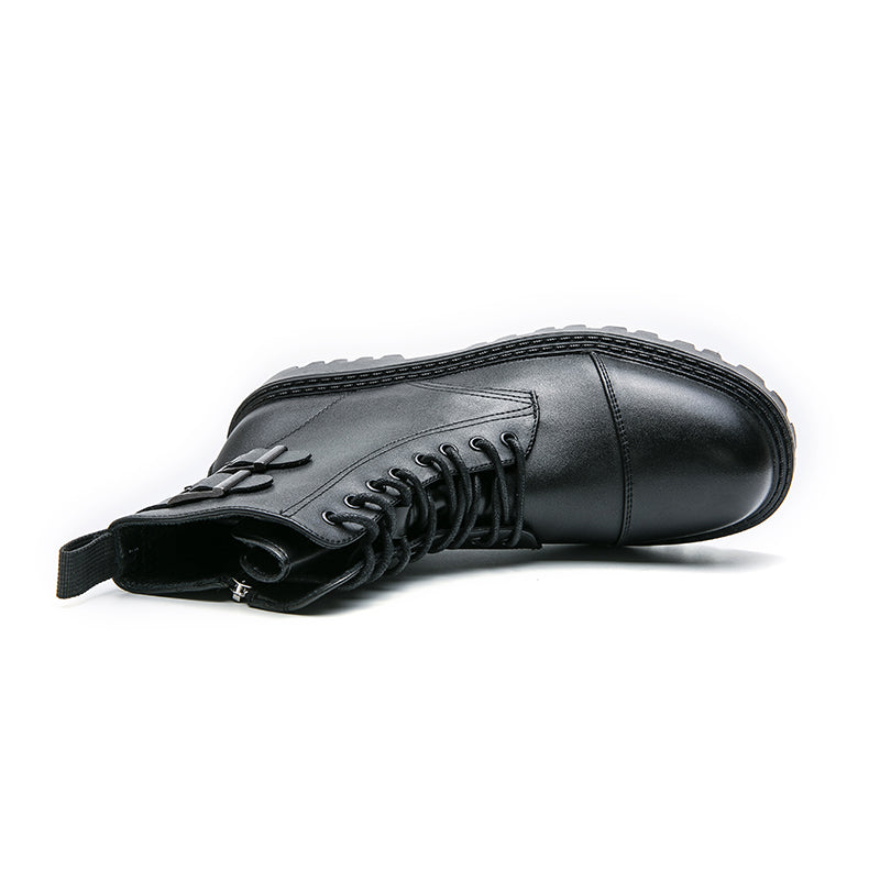 MLB LTHR-12 Square-Toe Combat Boots - Luxuryurbanwear