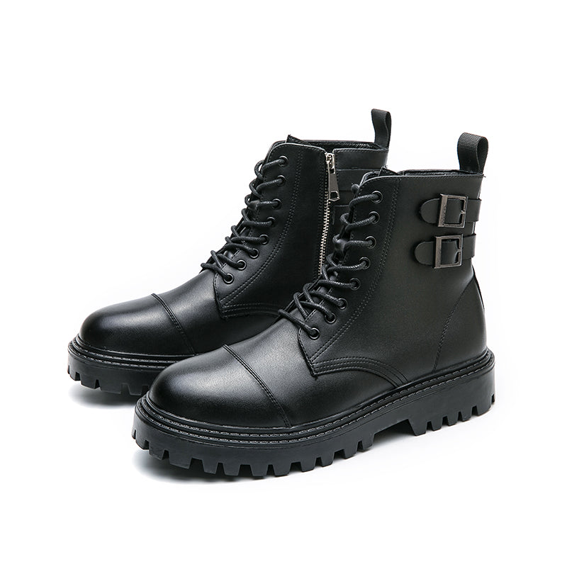 MLB LTHR-12 Square-Toe Combat Boots - Luxuryurbanwear