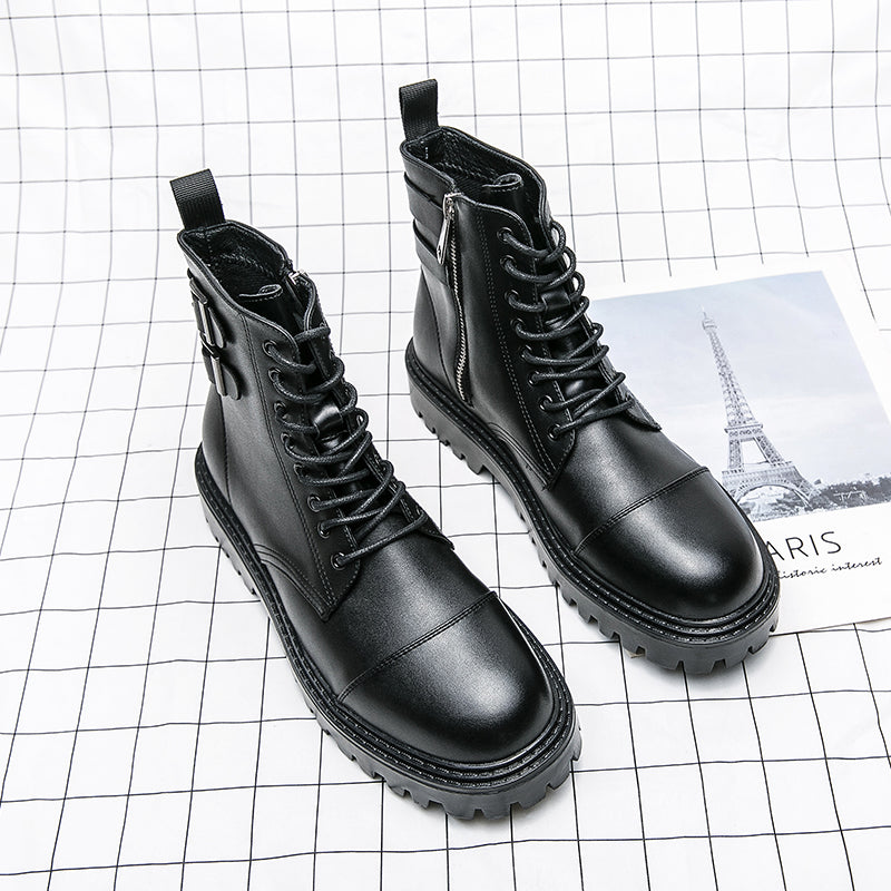 MLB LTHR-12 Square-Toe Combat Boots - Luxuryurbanwear