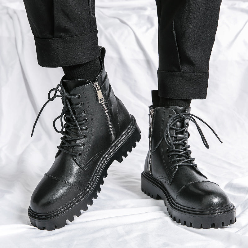 MLB LTHR-12 Square-Toe Combat Boots - Luxuryurbanwear