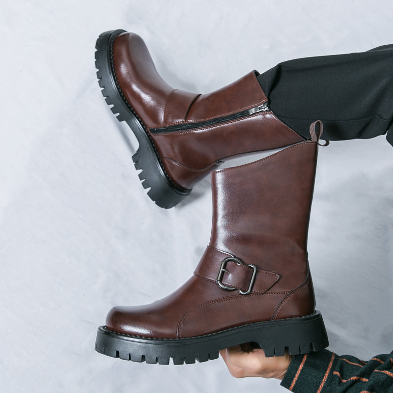 MLB LTHR-11 Rugged Mid-Calf Boots - Luxuryurbanwear