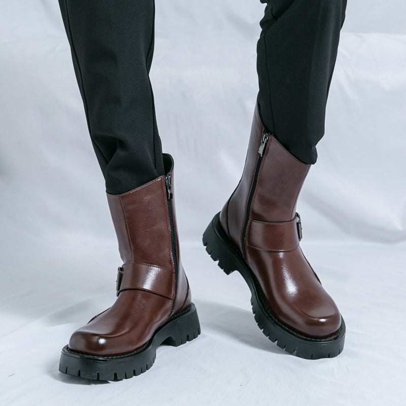 MLB LTHR-11 Rugged Mid-Calf Boots - Luxuryurbanwear