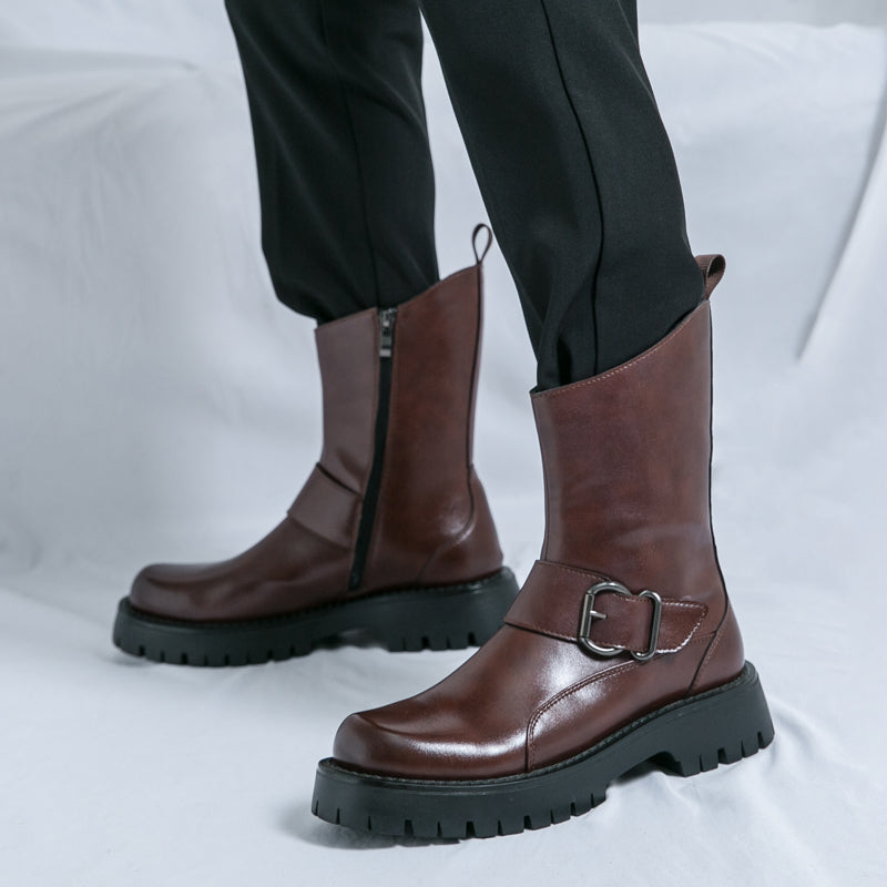 MLB LTHR-11 Rugged Mid-Calf Boots - Luxuryurbanwear