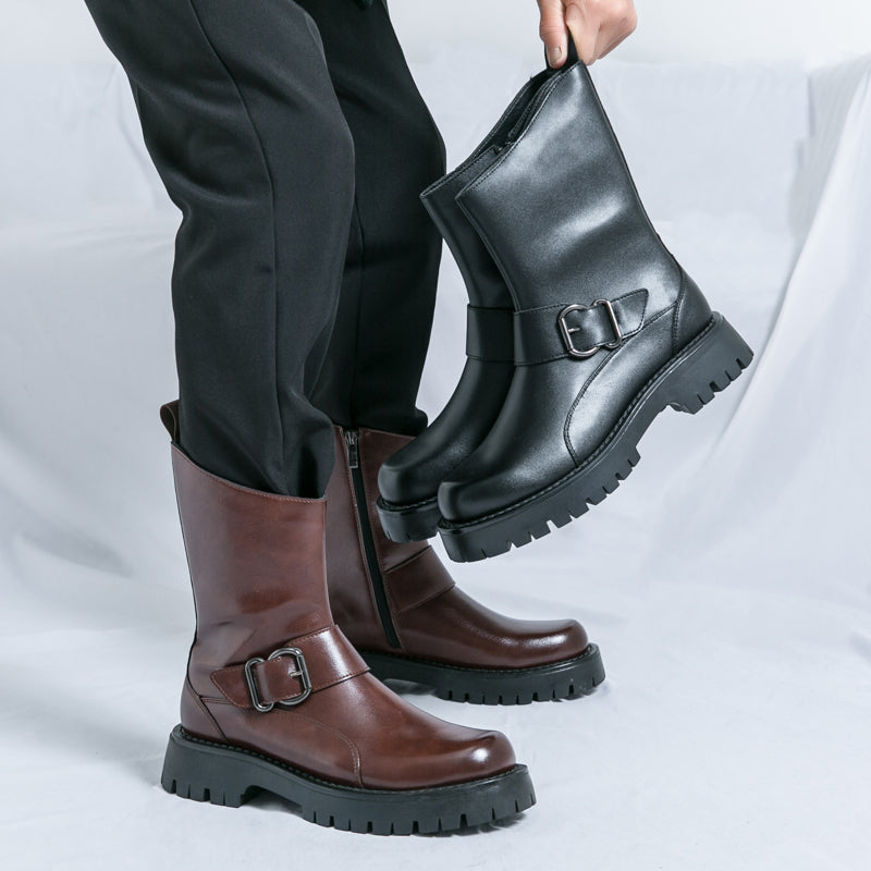 MLB LTHR-11 Rugged Mid-Calf Boots - Luxuryurbanwear
