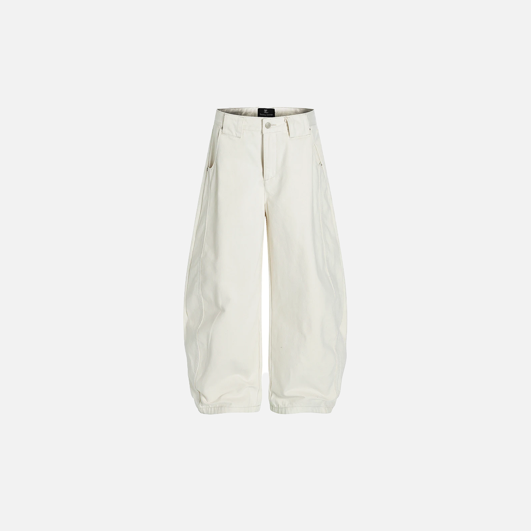 White Streetwear High Street Loose Fit Wide Leg Jeans - Luxuryurbanwear