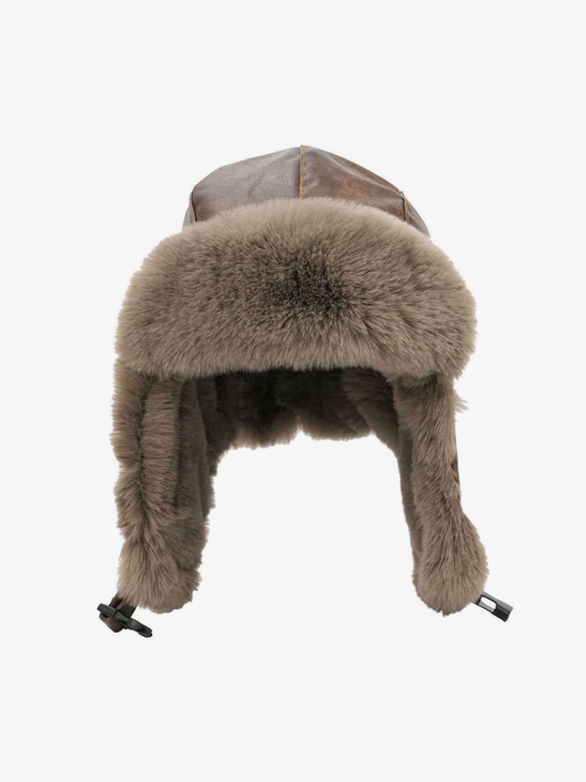 Vintage Distressed Leather Plush Trapper Hat