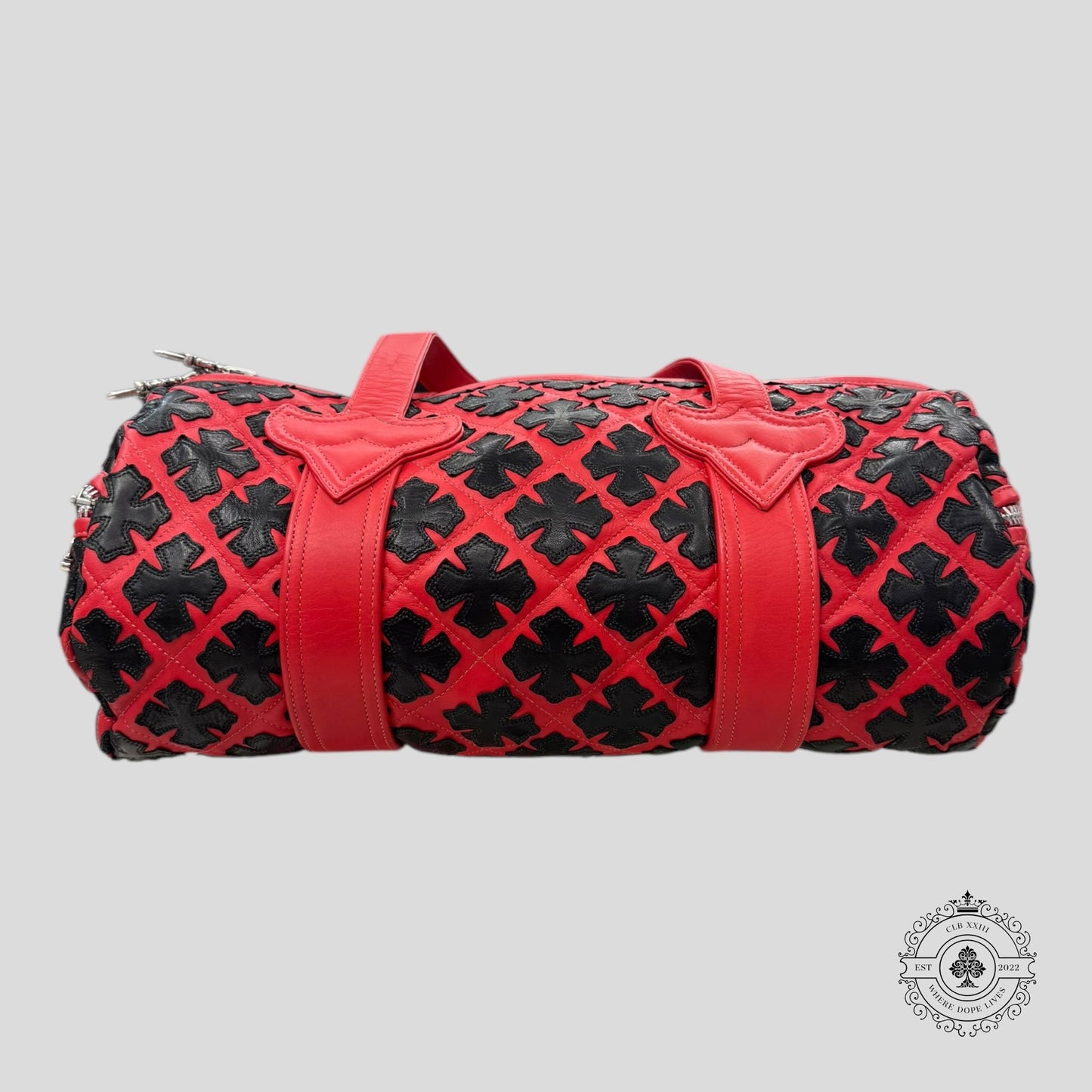 Chrome Heart Plus Pattern Mini Duffle in Red