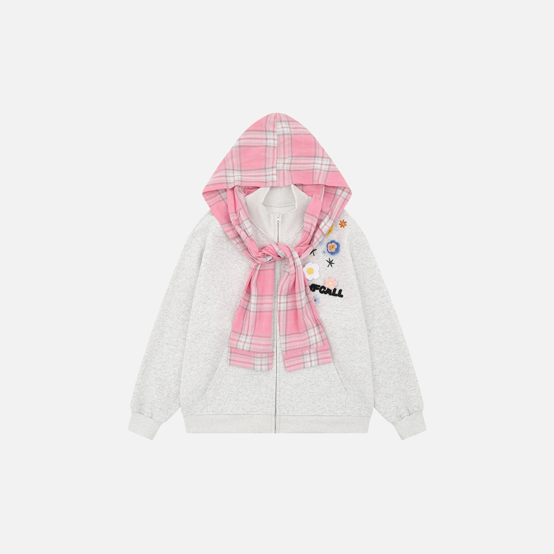 Y2K Cozy Detachable Floral Style Hooded Sweatshirt - Luxuryurbanwear