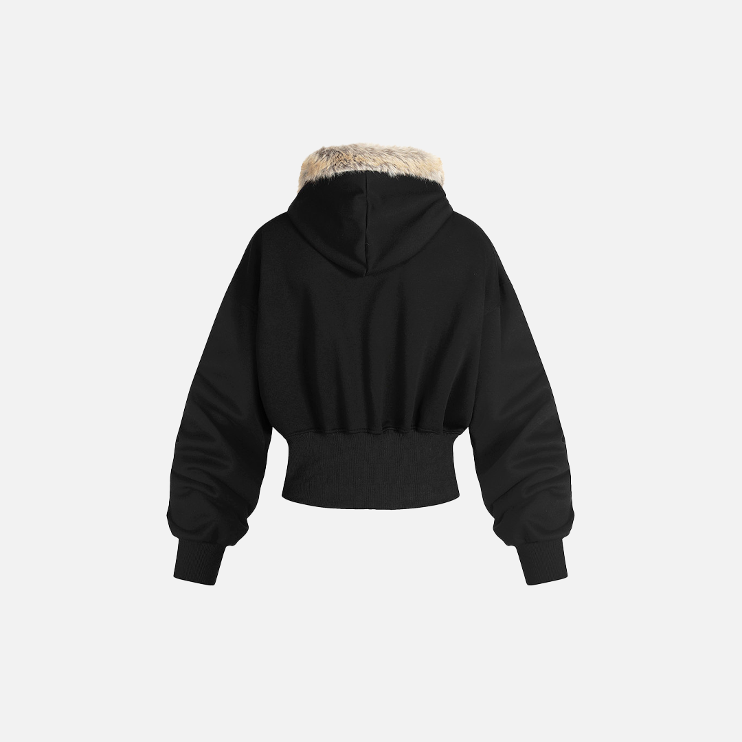 Stylish Oversized Zip-Up Furr Hooded Sweatshirt - Luxuryurbanwear