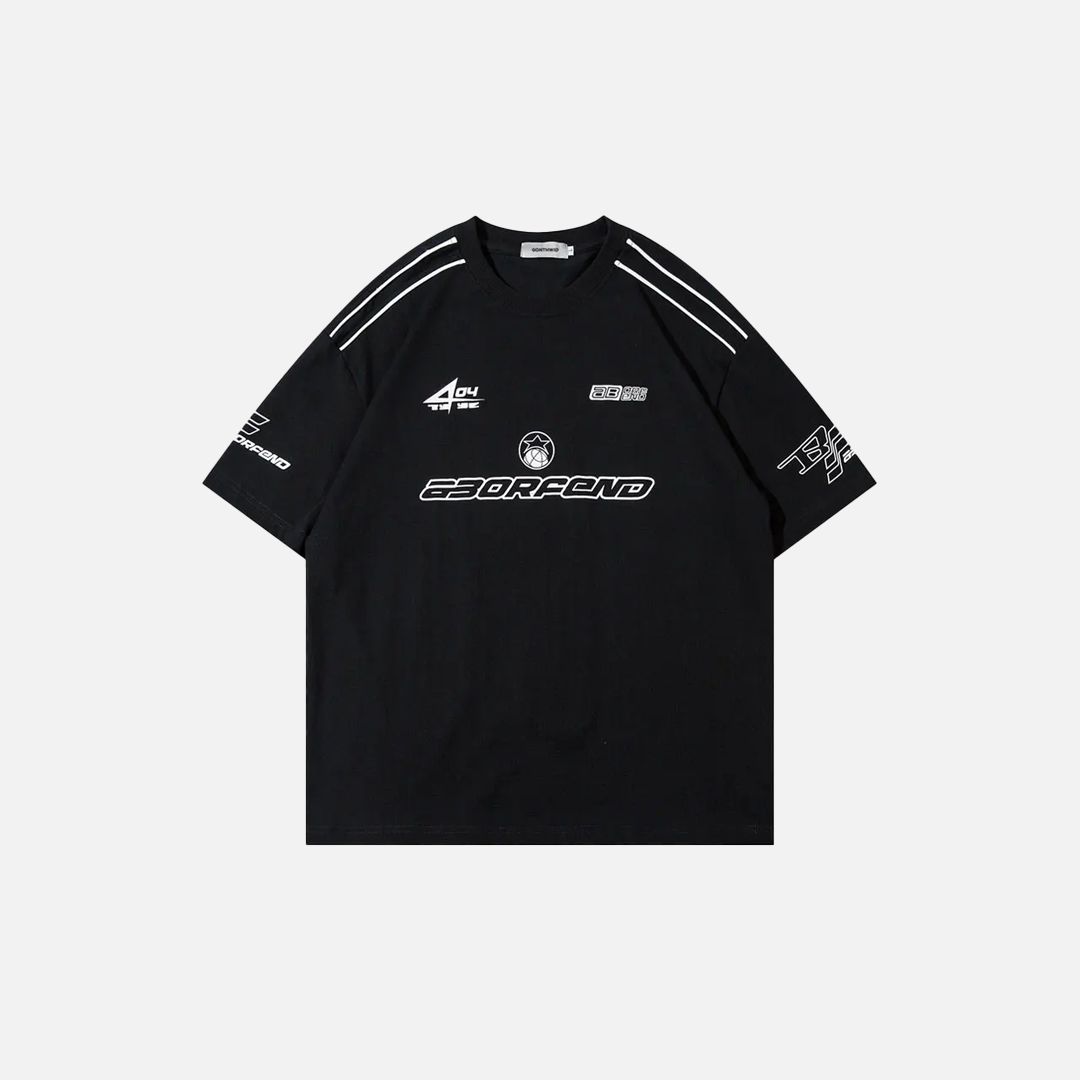 Cozy Oversized Racing Style Graphic Cotton T-Shirt - Luxuryurbanwear