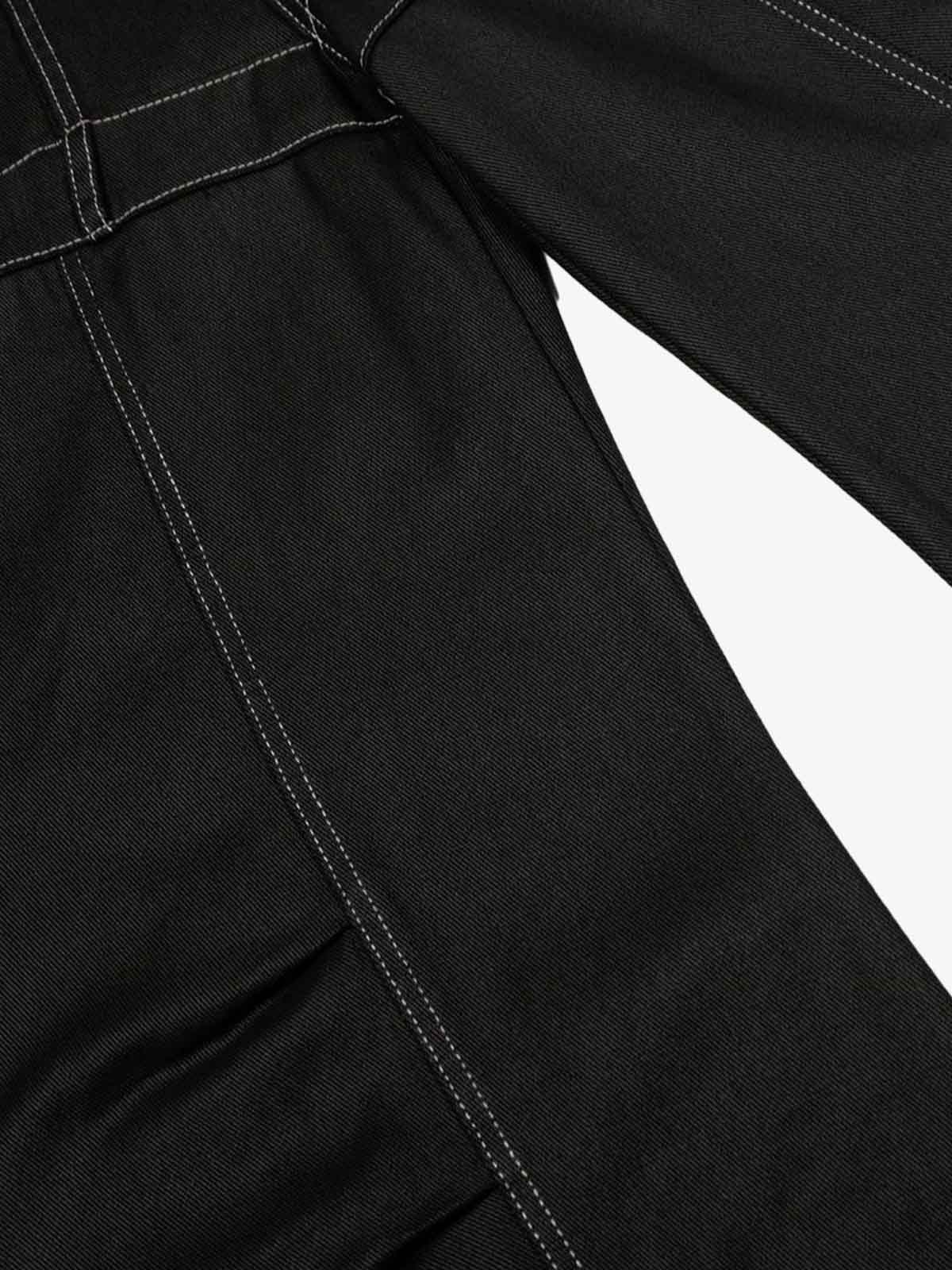 Contrast Stitch High-Waist Wide-Leg Barrel Jeans - Luxuryurbanwear